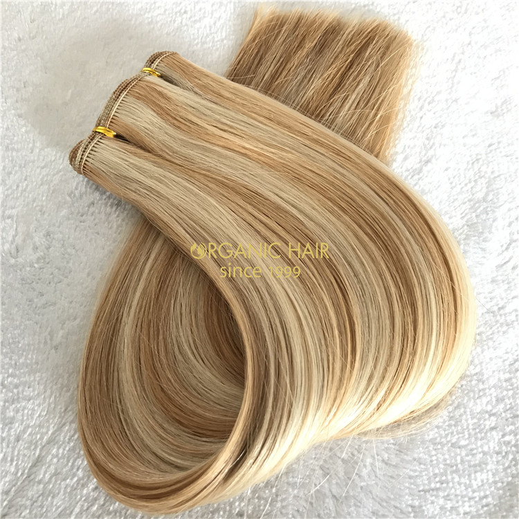 Human customized hand tied wefts Balayage #20/60 color X192